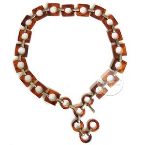 Yves Saint Laurent Belt or Necklace Tortoise Resin Links Chain Mod Vintage 70s